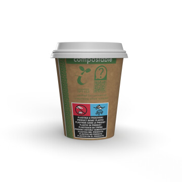 Bio Kaffeebecher Kraft PLA 250 ml/10oz, Ø 90 mm