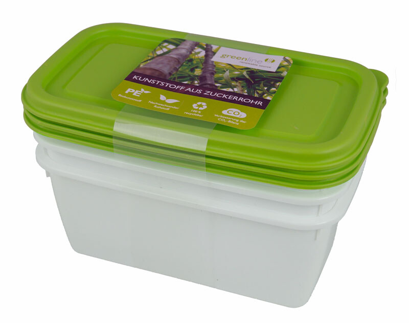 greenline Gefrierdosen aus Bio-Kunststoff 0,75 L Inhalt Set von 12 Tiefkühldosen mit Deckel in Eco-Qualität BPA frei 