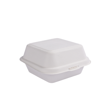 Burger Box aus Zuckerrohr quadratisch 15 x 15 cm , 450 ml Pack (50 Stück) 