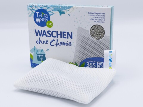 TerraWash Waschkissen mit hochreinen Magnesiumkugeln - chemiefreier Waschmittelersatz