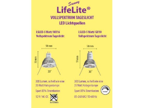 Vollspektrum Strahler LifeLite® LED Gold 5 W/GU10 dimmbar - warmweiss