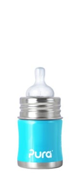 Babyflasche von Purakiki aus Edelstahl blau 150 ml