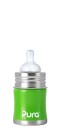 Babyflasche von Purakiki aus Edelstahl grün 150 ml